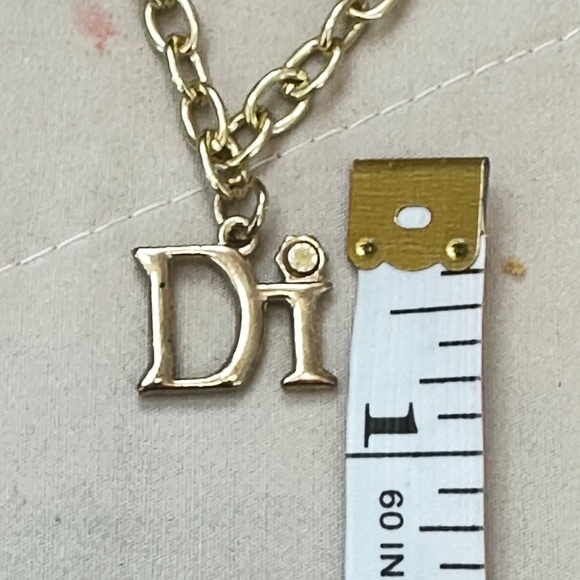 Gold Tone “Di“ Charm Chain Link Bracelet w/crystal as Top of “I“ Vintage - Picture 6 of 15